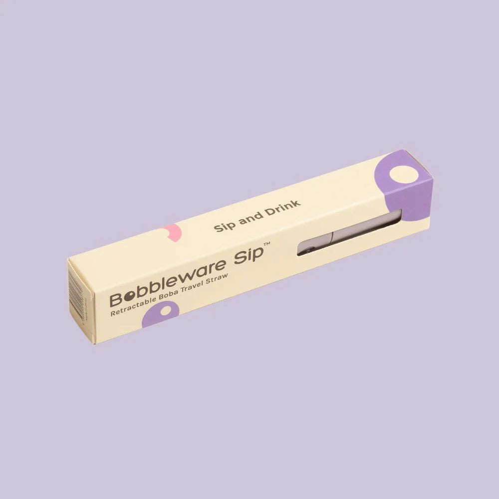 Reusable, sustainable, retractable, travel, compact plastic bubble tea boba straw with carry case and cleaning accessories.