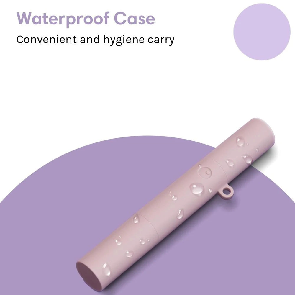 Reusable, sustainable, retractable, travel, compact plastic bubble tea boba straw with carry case and cleaning accessories.