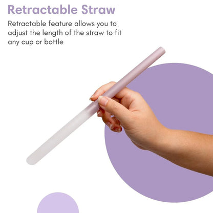 Reusable, sustainable, retractable, travel, compact plastic bubble tea boba straw with carry case and cleaning accessories.
